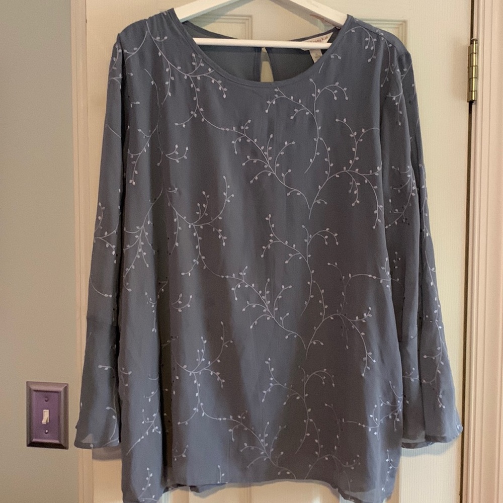 Beautiful embroidered gray blouse